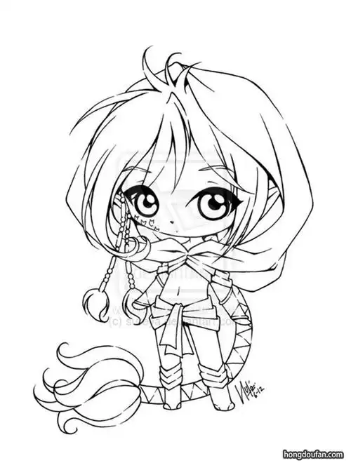 长头发的q版公主涂色简笔画大全