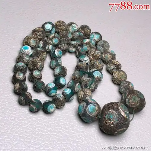 回流老琉璃蜻蜓眼古珠尺寸约:塔链最大珠子20毫米