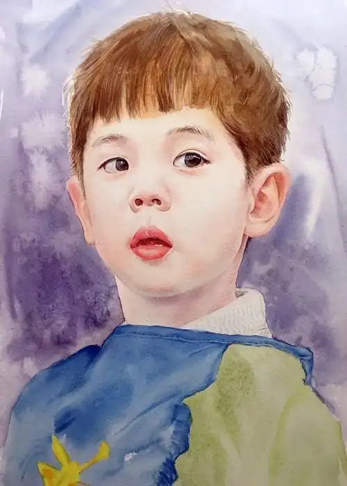 儿童肖像水彩画作品水彩人物水彩人物