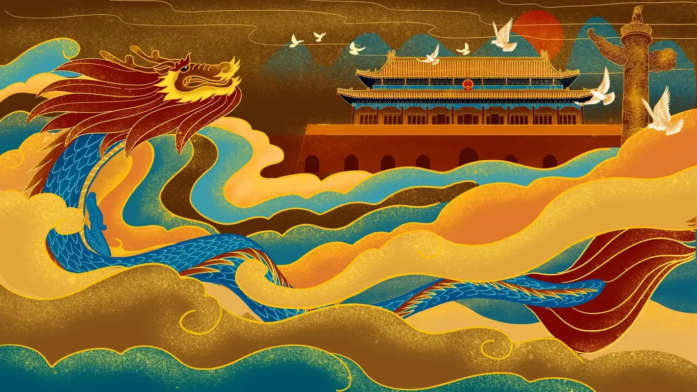 唯美中国风插画桌面壁纸,安静唯美的画面,简简单单的颜色,清新淡雅的