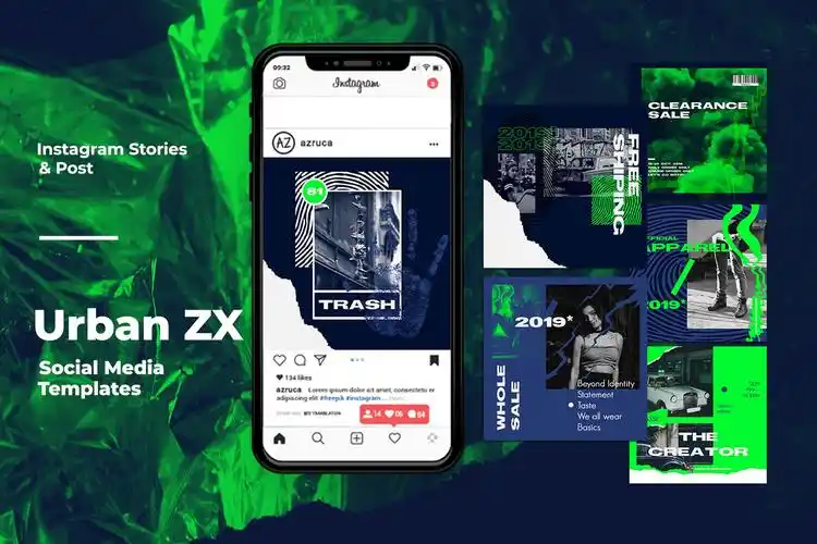 24款潮流行街头撞色ins新媒体模板 urban instagram templates