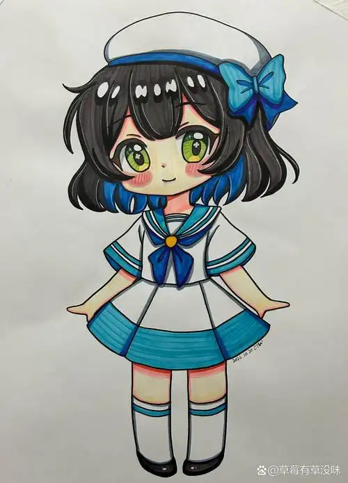 蓝色校服小女孩