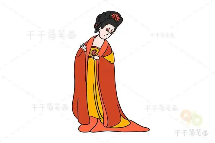 古代动漫美女简笔画