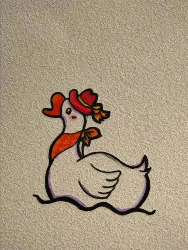 简笔画教程——可爱又简单的大鹅 大鹅简笔画来啦,可可爱爱,真实的趴