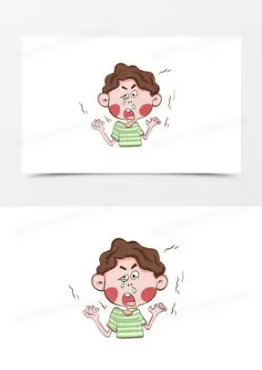 卡通手绘免抠惊恐的男孩表情包素材