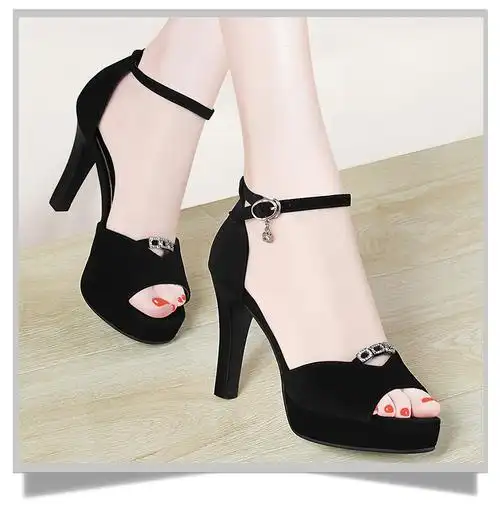 金丝兔高跟鞋2017新品夏季防水台鱼嘴女鞋粗跟凉鞋女