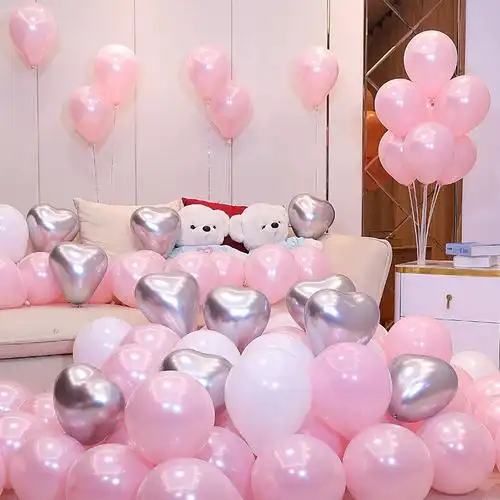 双层加厚粉色气球女孩生日派对表白情人节求婚结婚装饰场景布置