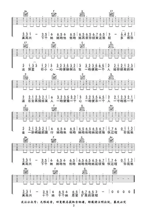 杨千嬅《处处吻》吉他谱_c调扫弦切音版-简谱网