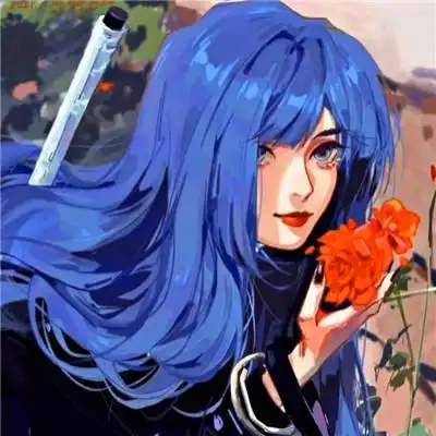 治愈系蓝色风格女生头像图片