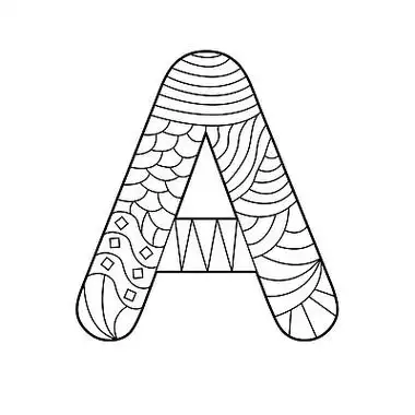 字母 a 的空轮廓,用于用油漆,铅笔或记号笔着色.用于培训和教育.