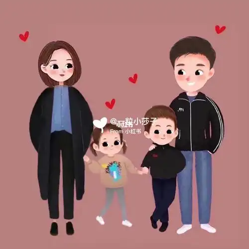 制作一家四口卡通头像签名