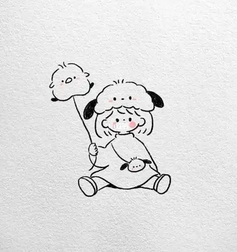 手绘头像q版情侣黑白线条简笔画定制卡通人物真人照片转手绘纹身针管