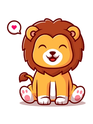 创意矢量手绘可爱开心小狮子