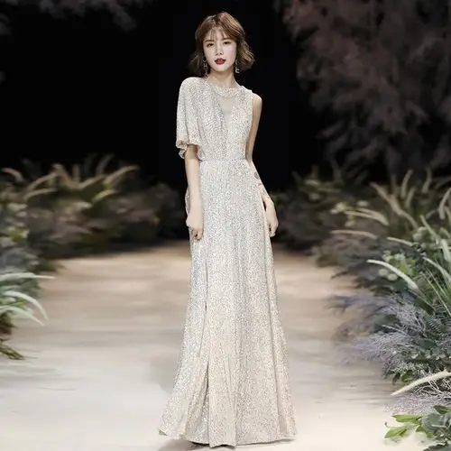 晚礼服2020新款高级质感高端年会宴会气质名媛香槟色礼服