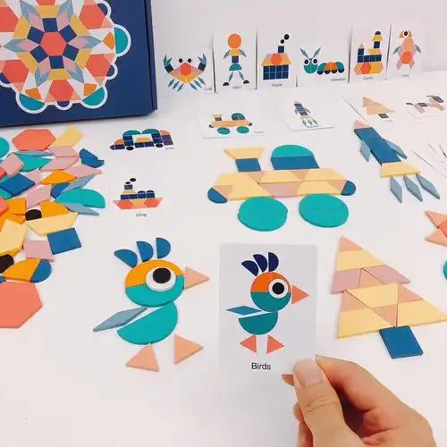 木质大班幼儿园益智几何图形拼图玩具想象力精细动作智力解题