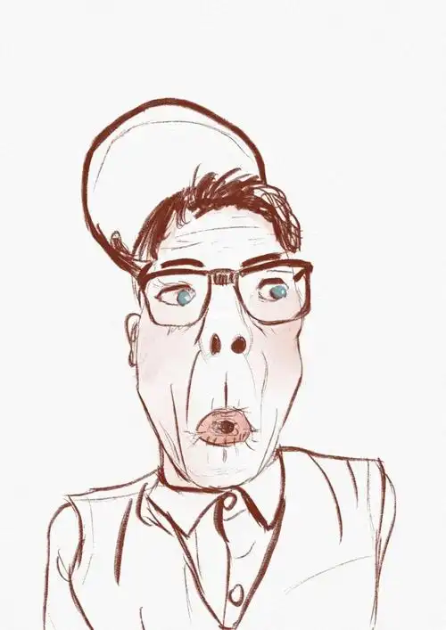 今天画一个表情夸张的老爷爷