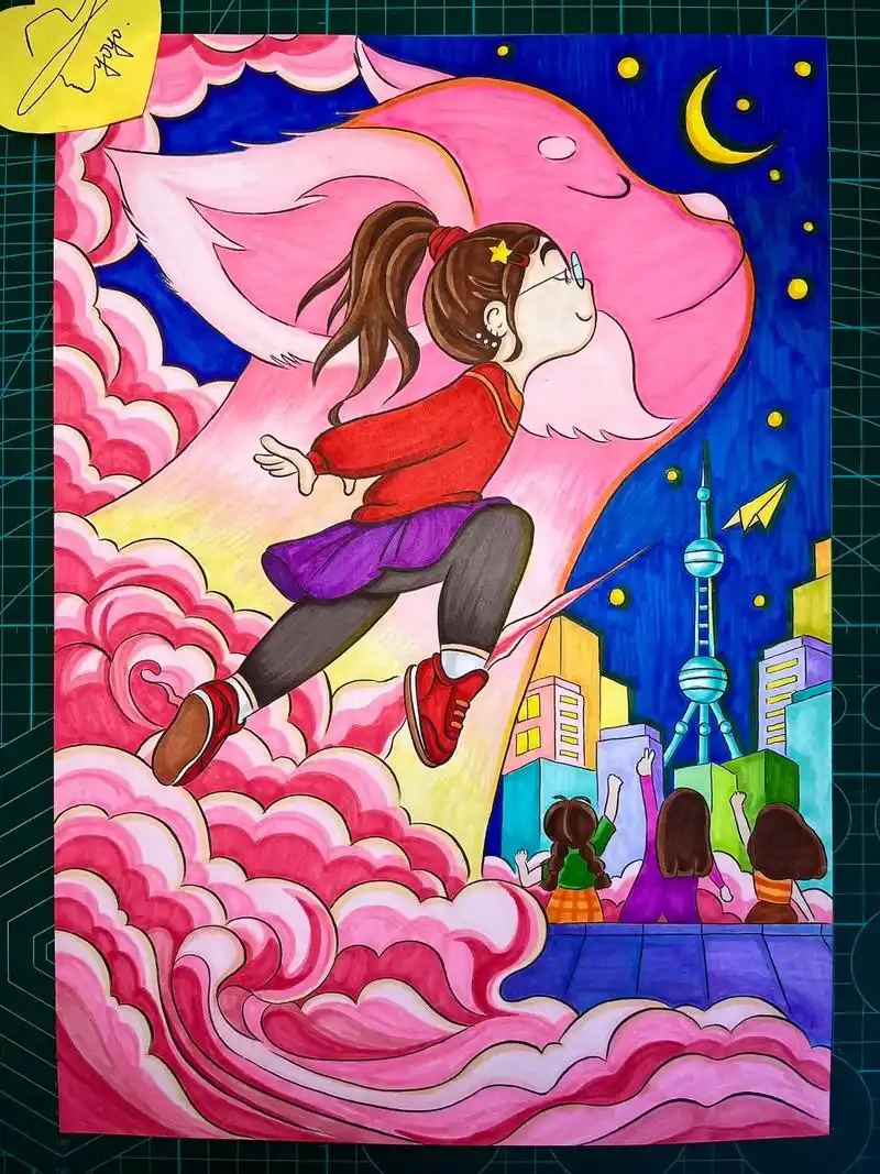 逐梦深空我的青春我的梦手绘主题画 - 抖音