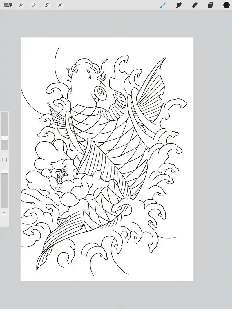 鲤鱼纹身线稿 需要原图打call#纹身手稿 - 抖音