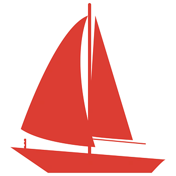 手绘红色帆船