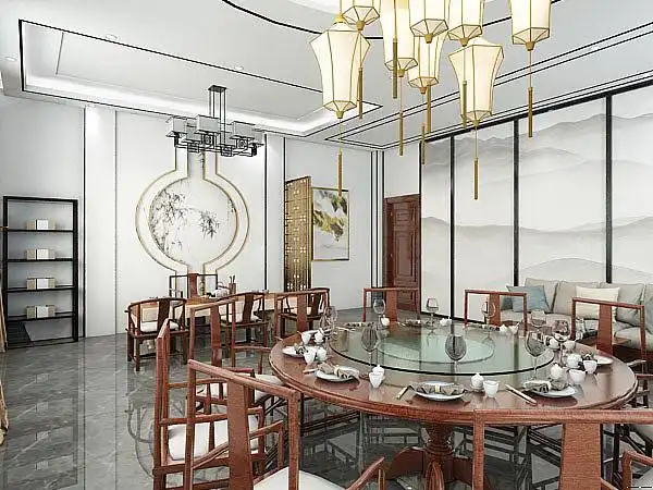 新中式酒店包间|空间|酒店餐饮设计|效果图小静 - 原创作品 - 站酷