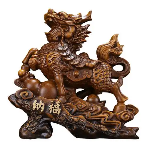 旺财福麒麟摆件一对招财家庭客厅家居电视柜办公室摆件