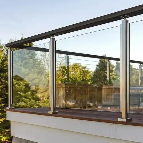 304不锈钢楼梯护栏扶手u型槽阳台钢化玻璃栏杆别墅围栏立柱装现代