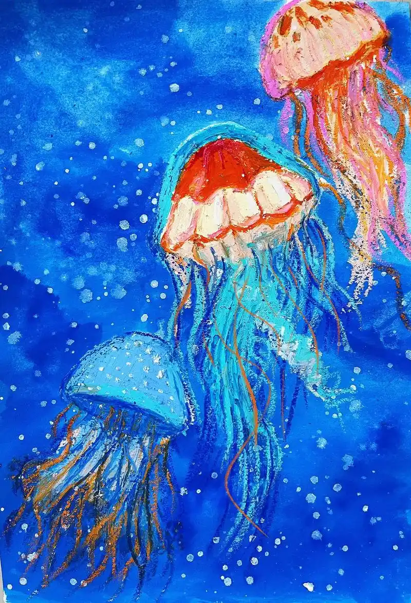 创意美术课分享——《神奇的水母》《神秘的海洋生物——水母》  - 抖