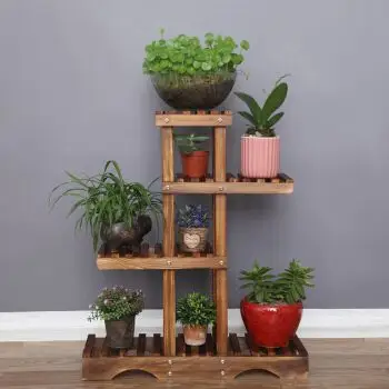 花架实木阳台多层木质花盆架简约室内客厅组装落地多绿萝花架子 四层