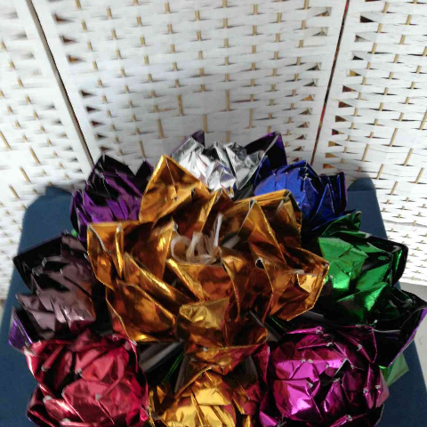 祭祀用品,用九色金箔纸折叠,九品莲台 ,祭祀祖先,手工折叠