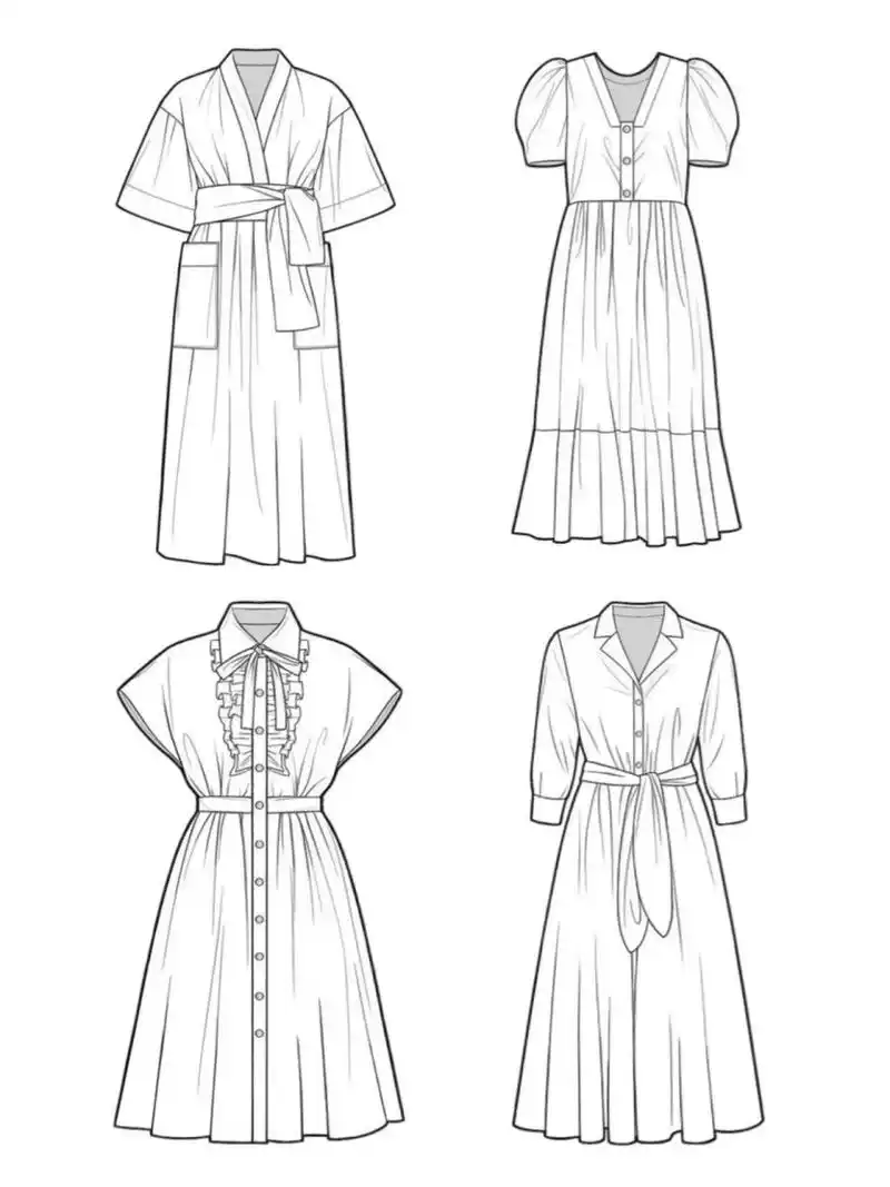 服装设计之连衣裙款式图!