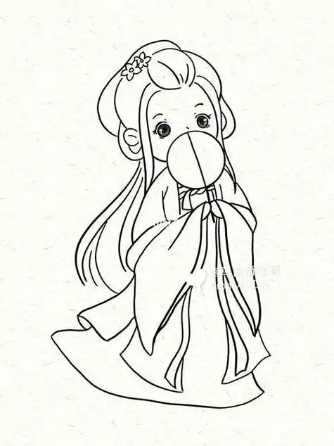 简笔画|古风小姐姐汉服卡童少女人物简笔画