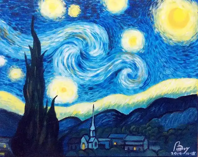 油画 星空 星夜