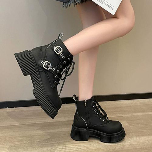 马丁靴女厚底英伦风短靴子2023年新款春秋季大黄靴工装西部牛仔靴