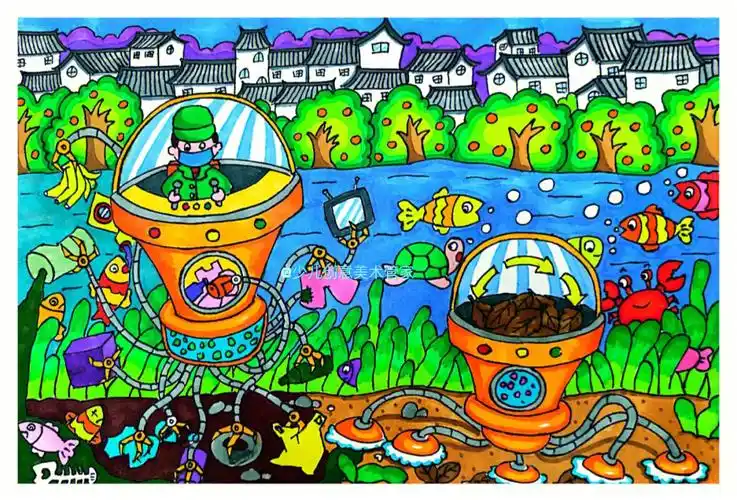 科幻画  #儿童科幻画  #马克笔  #儿童创意美术