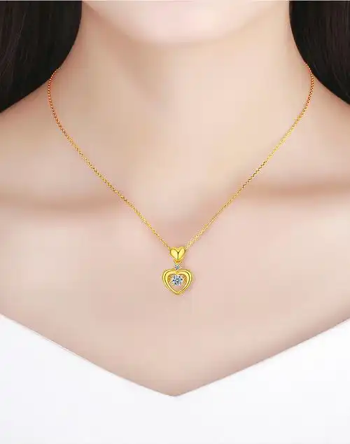 黄金吊坠女款24k心形999足金锁骨套链结婚正品新款纯金项链送女友