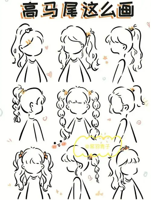 手帐素材来了,可可爱爱的高马尾女孩,简单实用,点个赞呗##画画  #我是