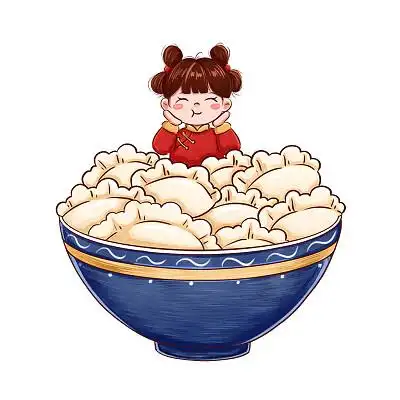 卡通手绘立冬吃饺子插画冬至春节除夕节日png素材立冬冬天插画