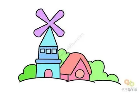 儿童风车房子简笔画