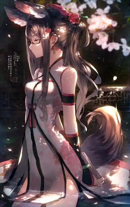 古风少女 樱花 荧光