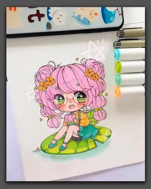 马克笔卡通q版人物绘画素材图片