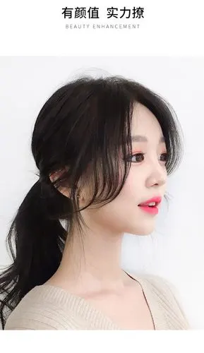 中分刘海女真发两侧八字斜法式刘海贴网红圆脸修颜自然无痕假发片 单
