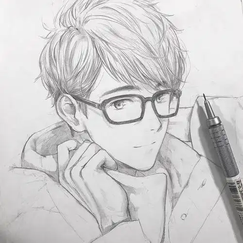 绘画素材|清新脱俗的黑白铅笔画漫画人物