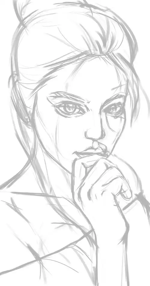 女孩黑白肖像画