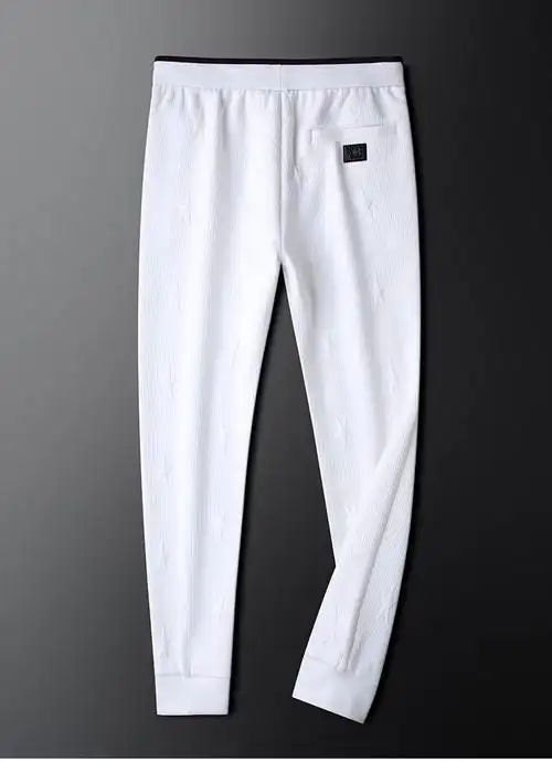 查尔斯轻奢男士白色休闲运动束脚裤2021秋季潮流提花裤子男青年时尚