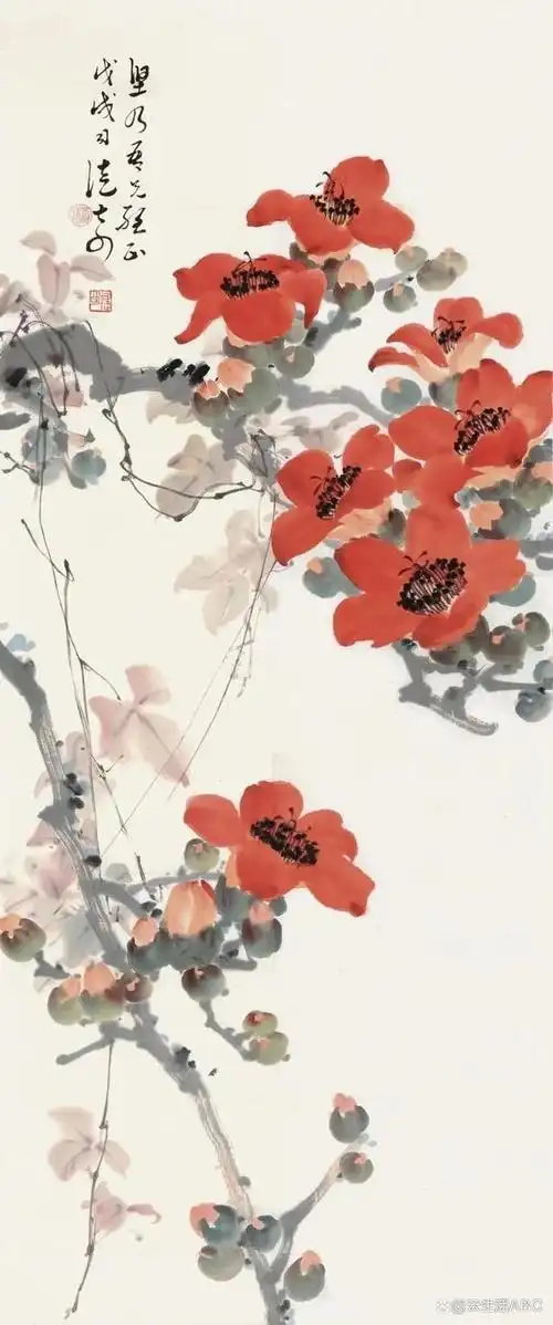 在国画中有这样一位画家被称为"司徒红棉",他所画的红色木棉花厚瓣