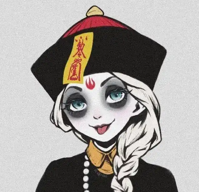 的艾莎女王,而她所扮演的中式的僵尸到底来自什么电影就真的不好说了