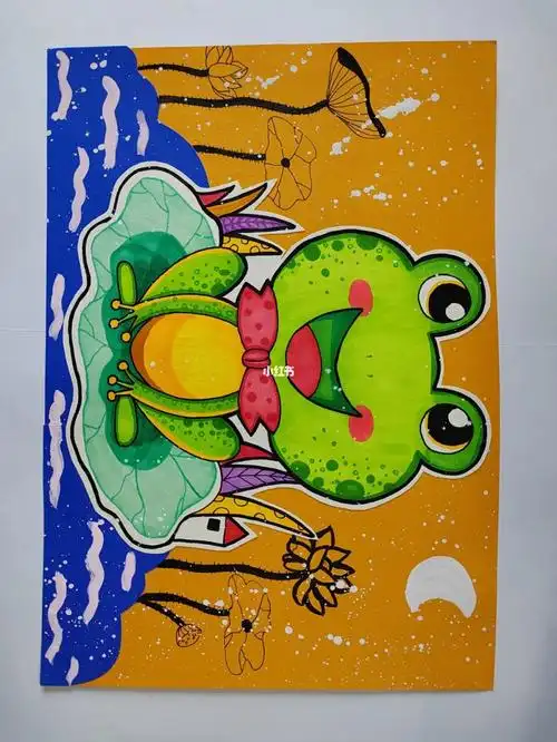 马克笔手绘儿童画简单创意的课程小青蛙#创意美术  #马克笔手绘