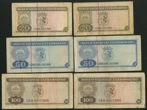 1963,67年东帝汶贰拾～壹佰厄斯科多各二枚,共六枚