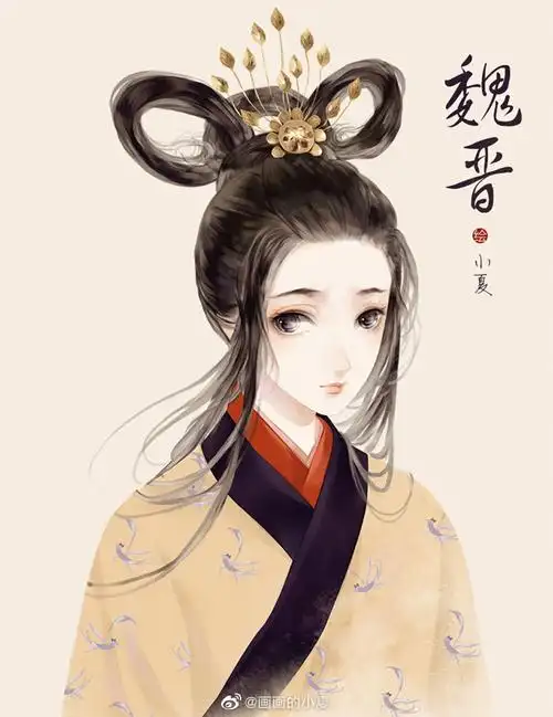 古风发型 人物插画 cr:画画的小夏