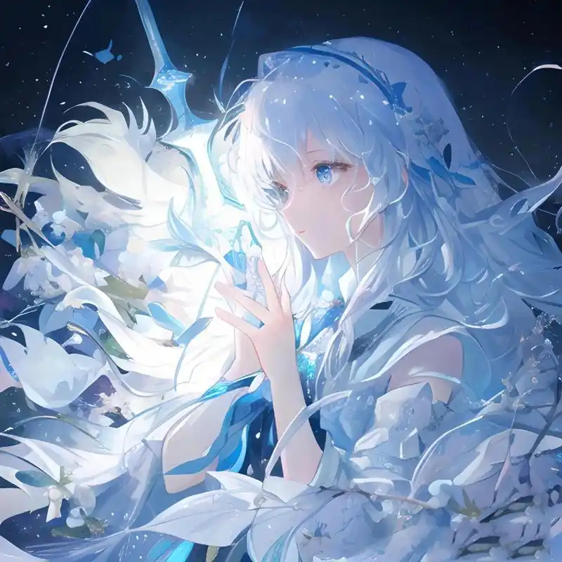 白蓝色系女生动漫头像 原创隅悸动 不喜勿喷 不是原创 原创作者是隅